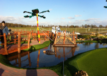 Raft over water at adventure golf