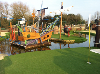 Boat raft at adventure golf