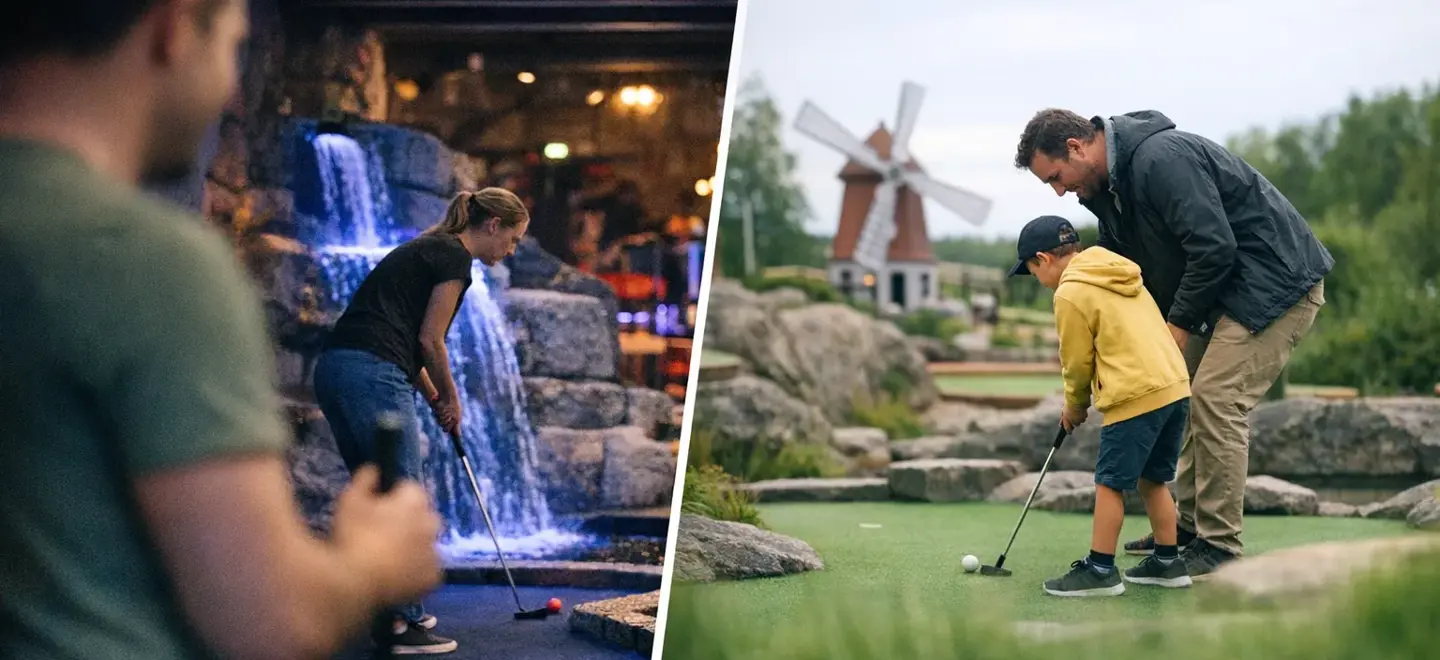 Ska vi välja inomhus eller utomhus äventyrsgolf?